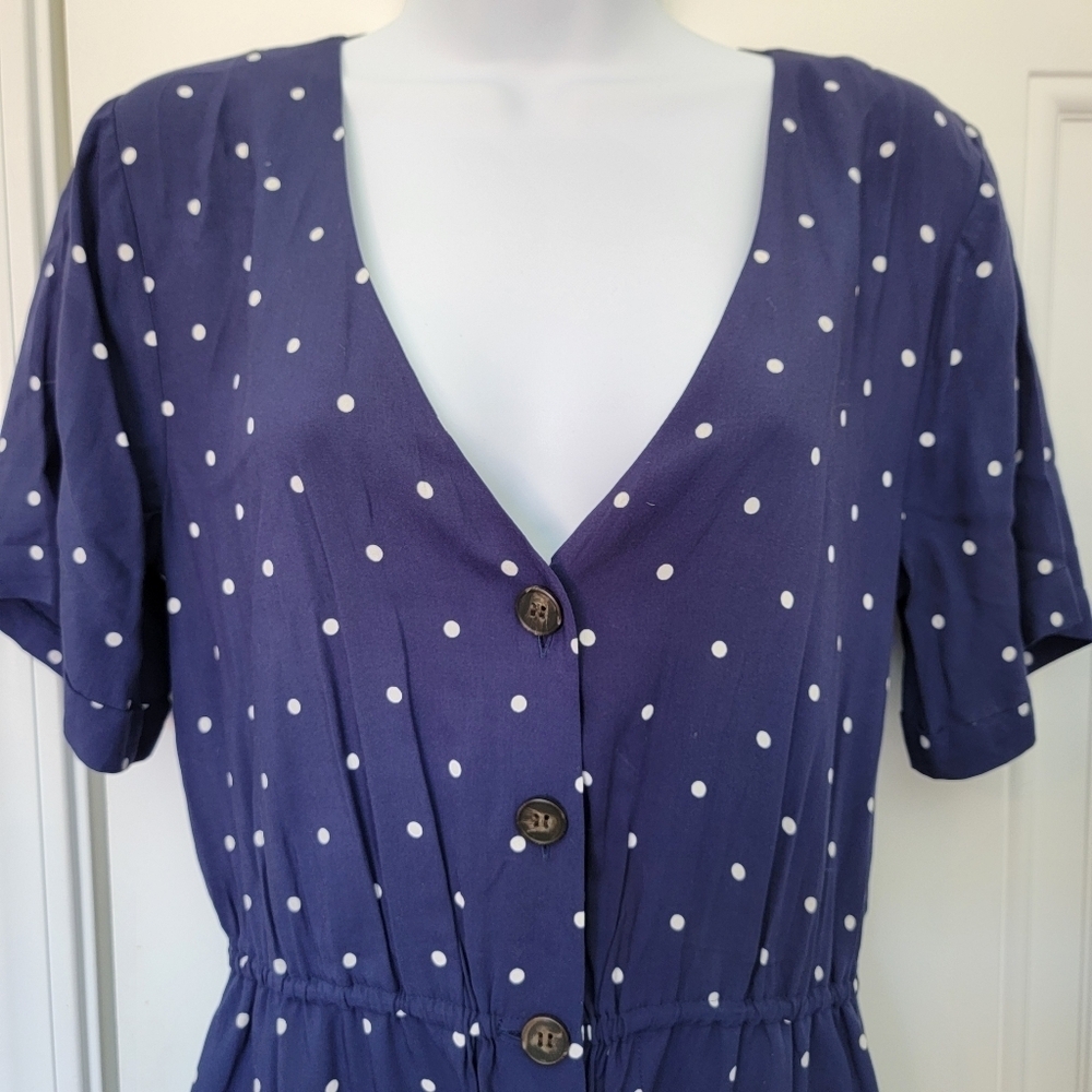 NWT Madewell Button Front Day Romper In Navy White Polka Dot Preppy Size Small - Picture 4 of 12